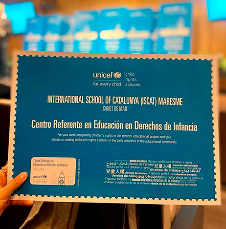 School life UNICEF certificate International School Maresme